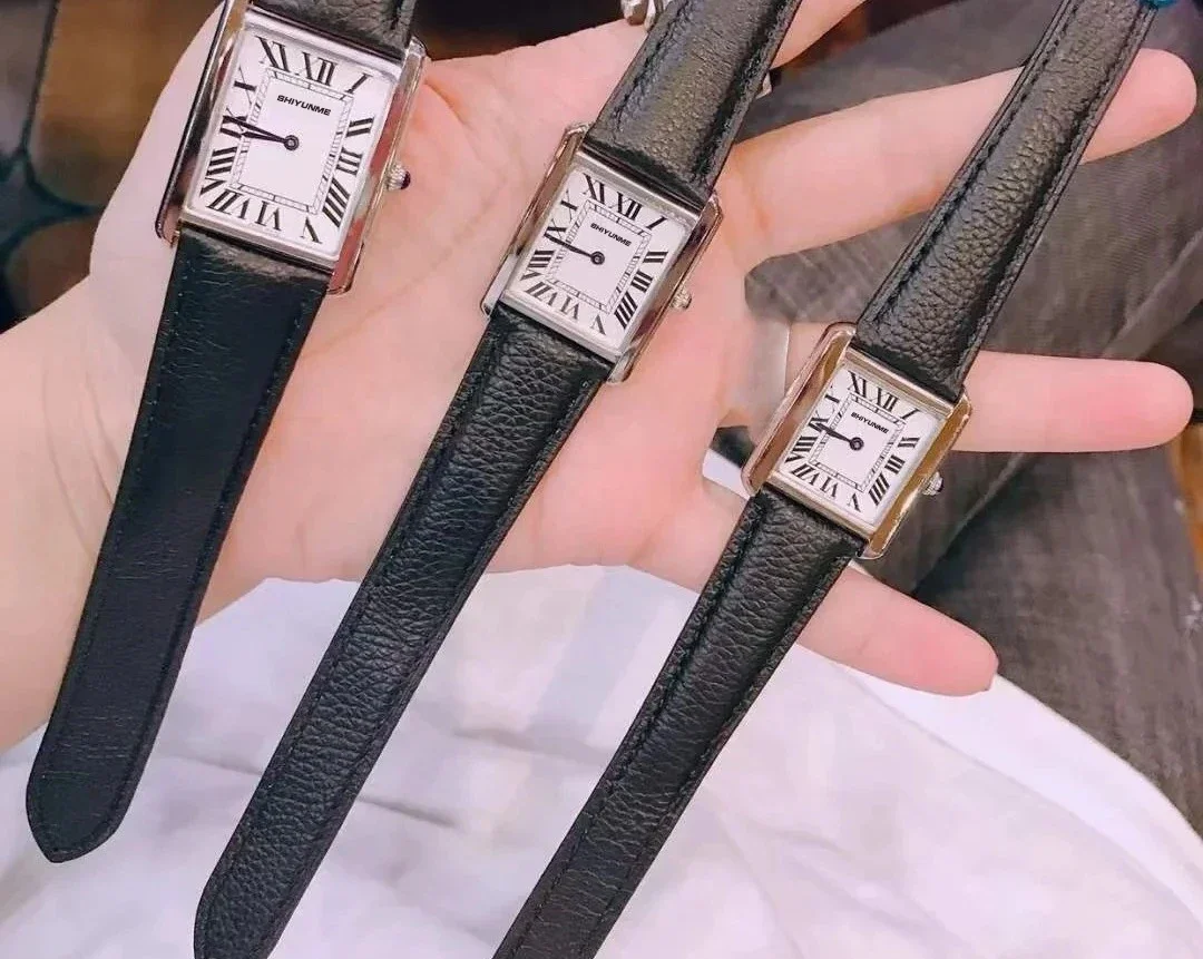 WATCH1 Store Casual Quartz Unisex Square Slot Simple Black Stainless Steel Full Function World Time Watch