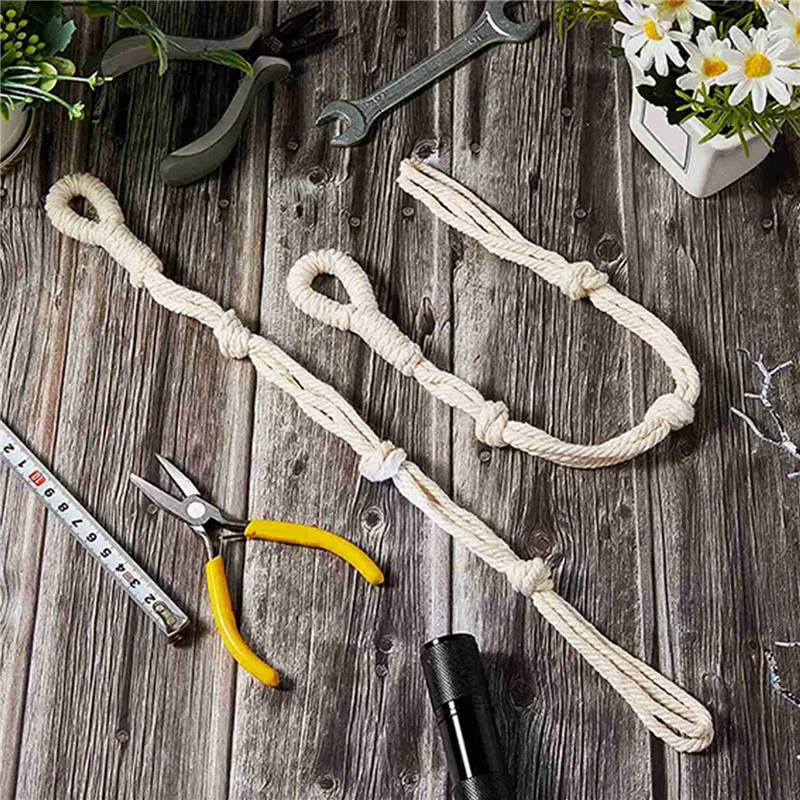 ABAE-8 قطع من شماعات نباتات مكرامية بيج، حبل موسع للنباتات، سلة معلقة، حاملات أوعية نباتية معلقة كبيرة (بيج)