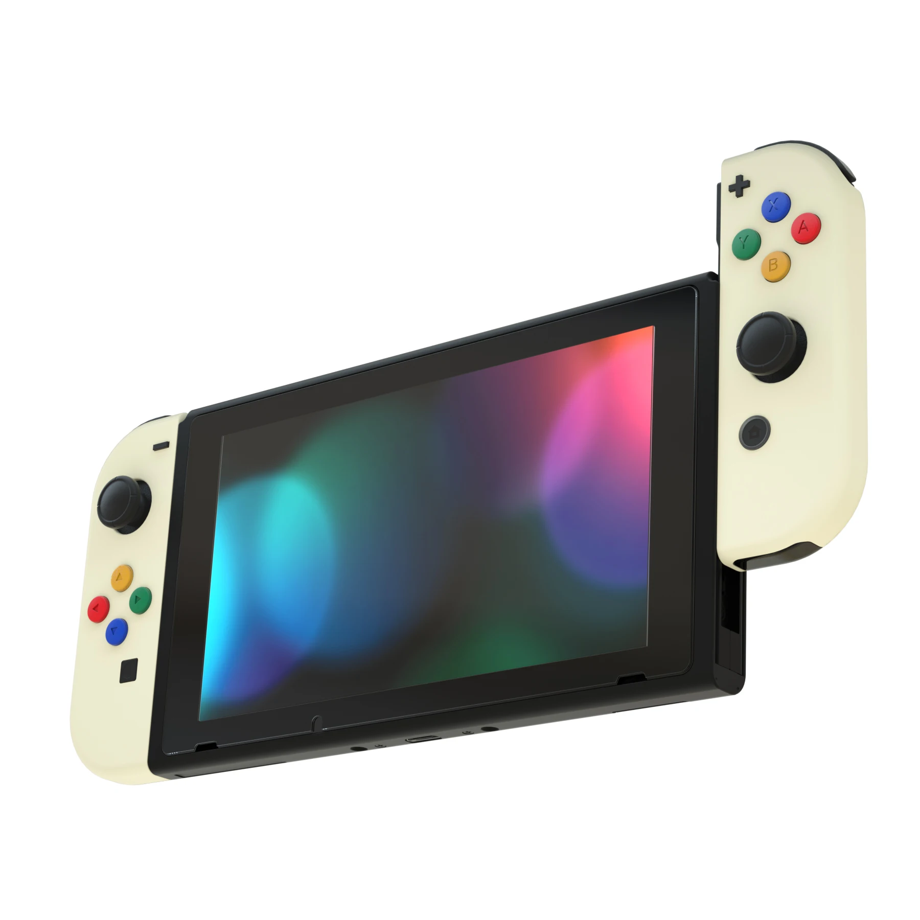 Extremerate Licht Crème Soft Touch Controller Behuizing Shell Cover Met Kleurrijke Knoppen Voor Ns Schakelaar Joycon & Oled