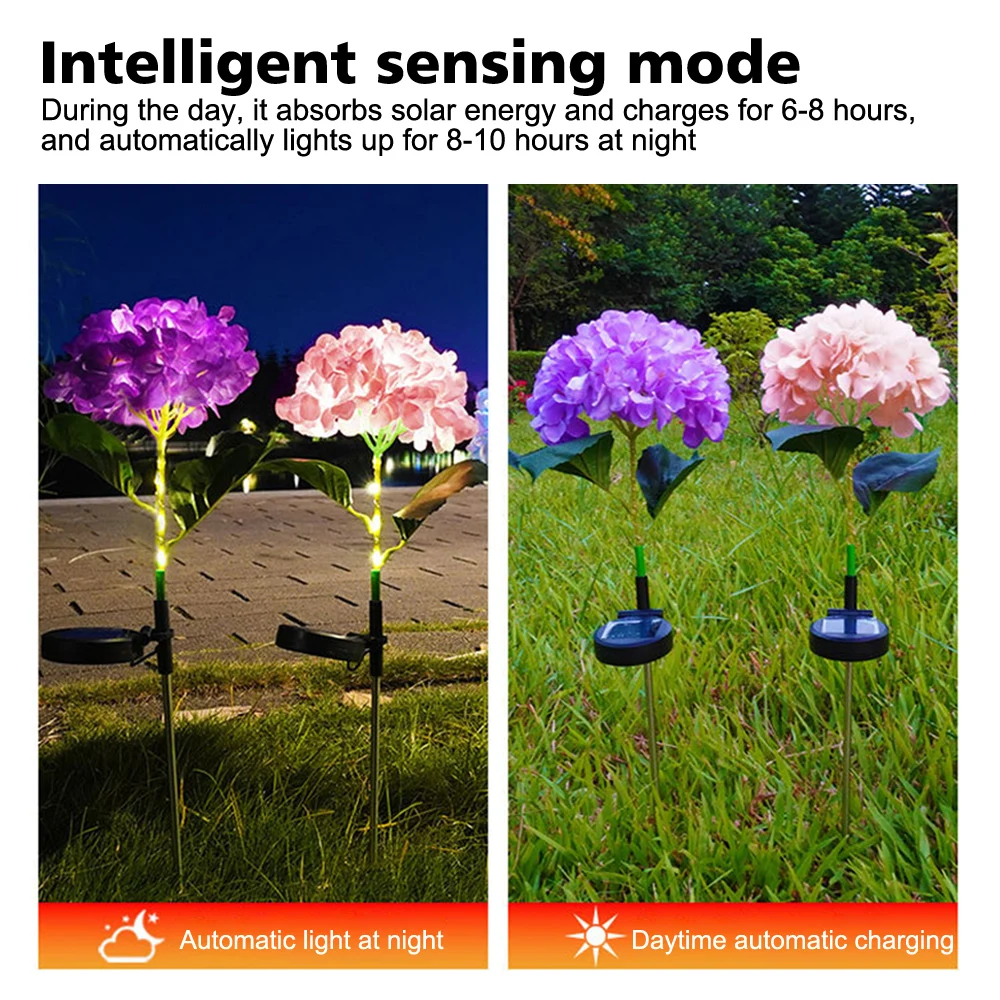 LED Solar Artificial Flower Light Waterproof Solar Charging Outdoor Garden Decoration Landscape Ground Lamp for Yard Patio