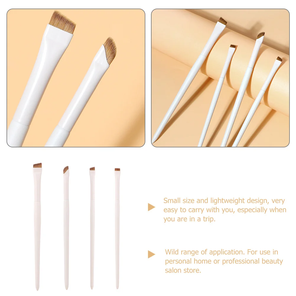 4 個のアイライナーブラシセット眉毛アイシャドウメイクアップツールポータブル軽量ブラシアイメイク旅行用