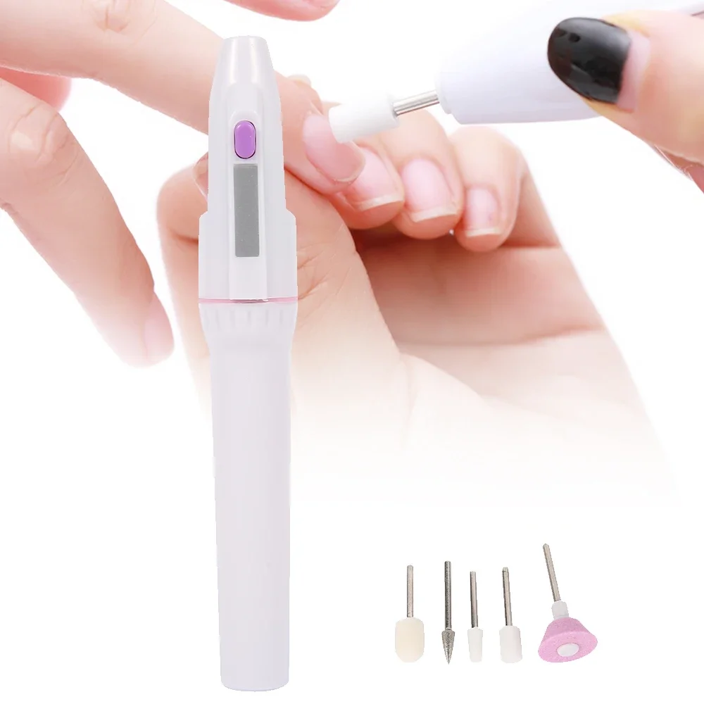 Elektrisches Nagelbohrer-Set, Nagelfeilen mit 5 austauschbaren Bohrern zum Peeling, Schleifen, Polieren, Entfernen von Acryl-Gel-Nägeln