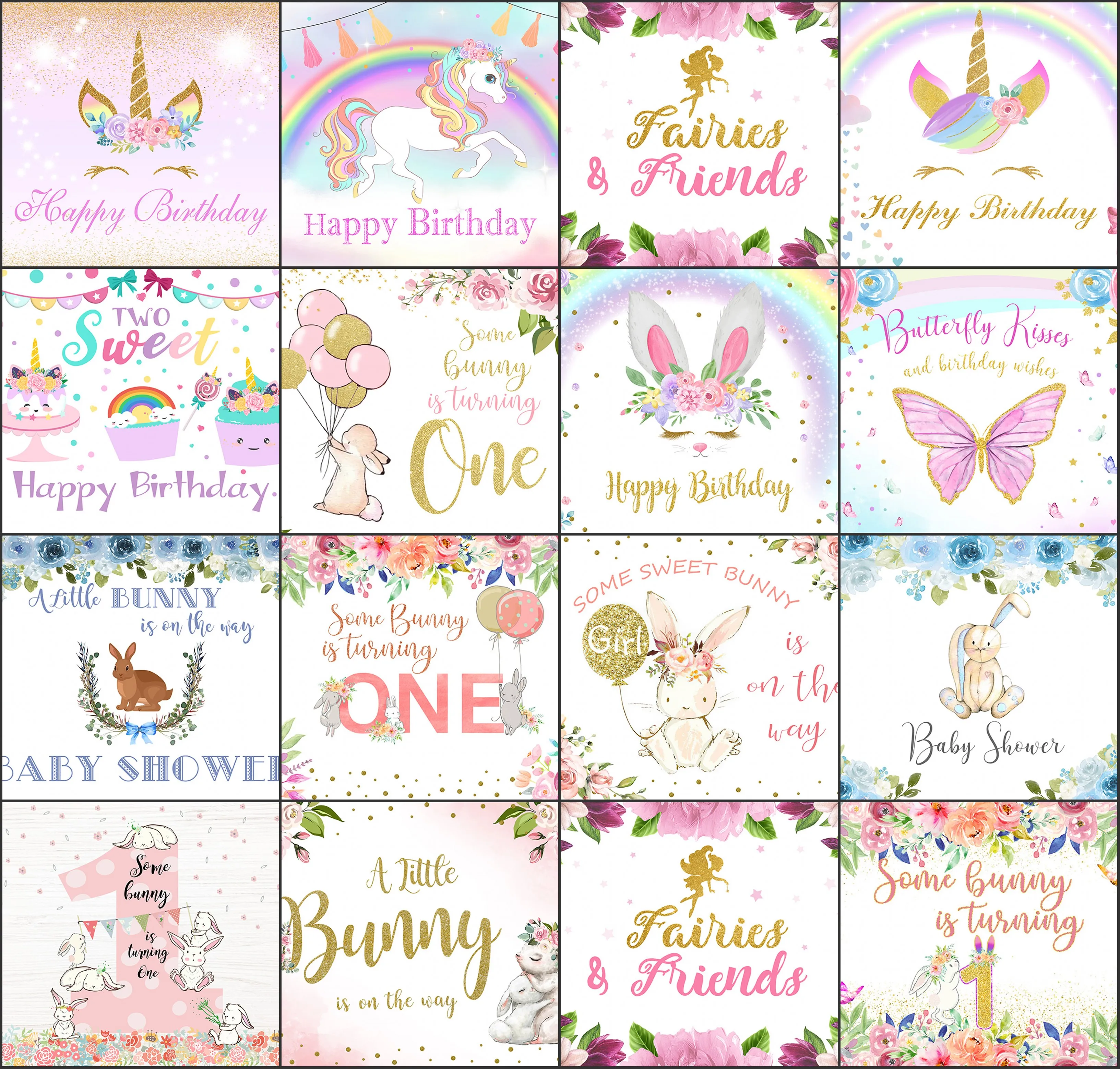 

Mehofond Unicorn Backdrops Birthday Baby Shower Ballet Girl Background for Photography Pink Butterfly Party Decoration Posters