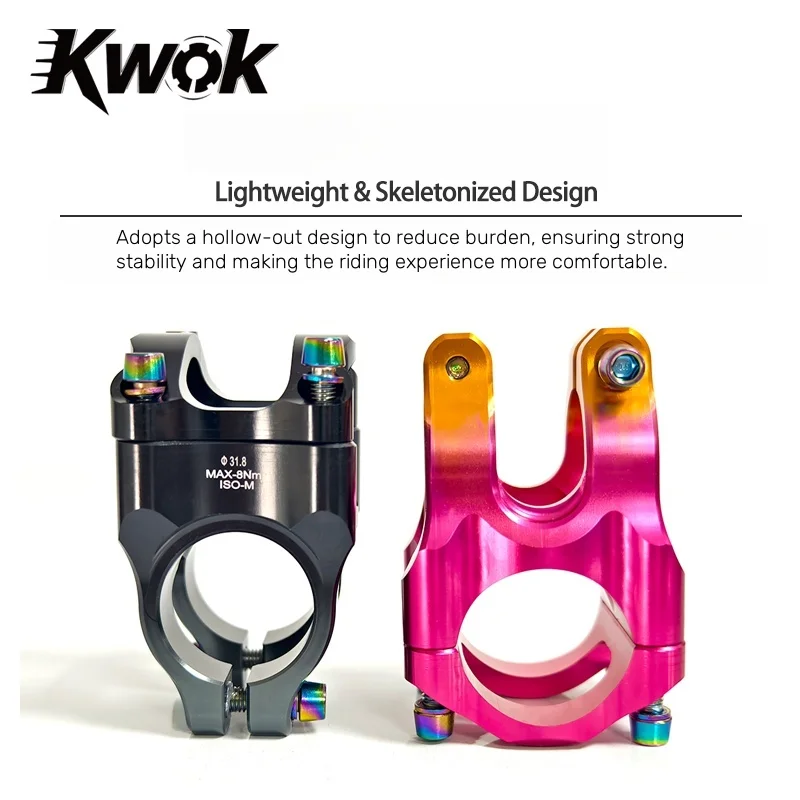 

KWOK CNC Ultra-light Hollow High strength Mountain Bike Stem for Downhill 31.8/35mm Universal Fit for XC/AM/DH6061T6 Alumin