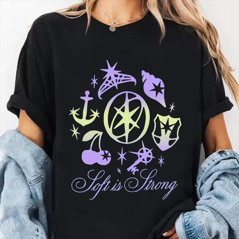 Felpe stampate con motivo Katseye taglie forti T-shirt sportiva casual a maniche corte da donna autunno inverno alla moda di alta qualità