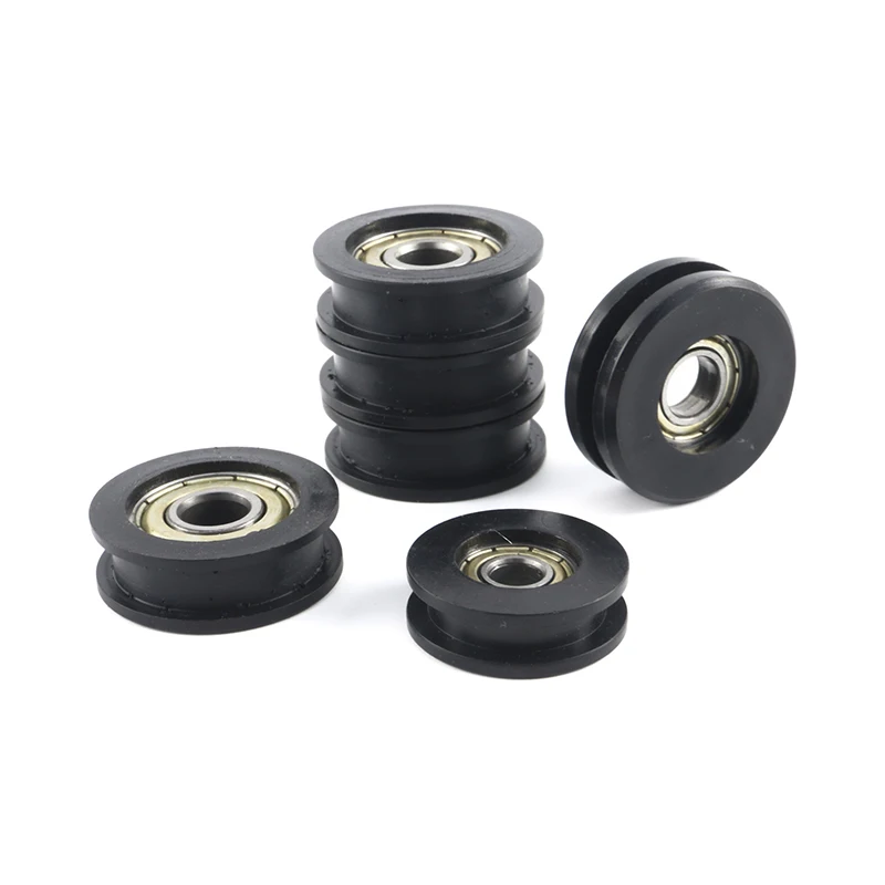 U-الأخدود النايلون بكرة مستديرة الكرة تحمل عجلات تستخدم ل نافذة الباب دش بكرة درج انزلاق الباب قطر 23-43 مللي متر