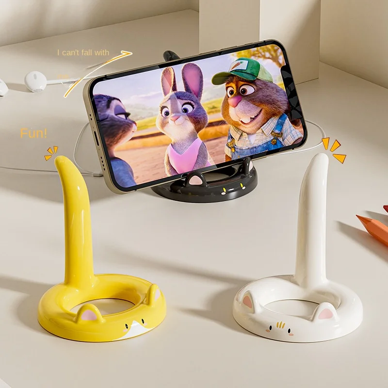 

Cartoon Cat Phone Holder- Adjustable Angle, Portable Multi-Functional Desktop Stand Cat Design, Compatible with Most Smartphones