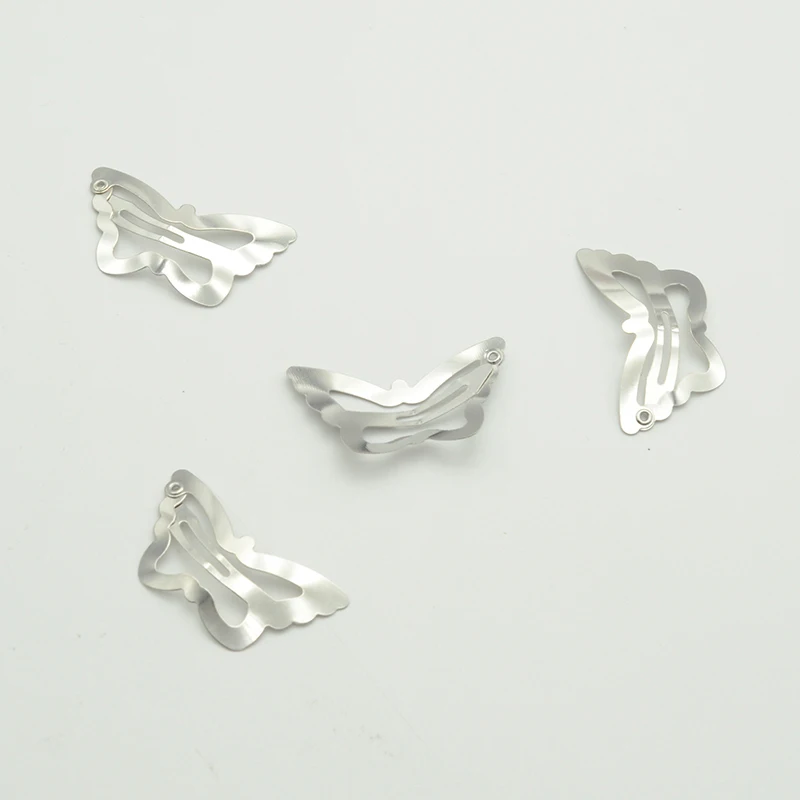 50PCS 3cm 4cm 5cm Silver Filigree Butterfly Hair Clip Metal Snap Hairpin For Kids Side Hairgrip Barrettes Nickle free Lead free image 3