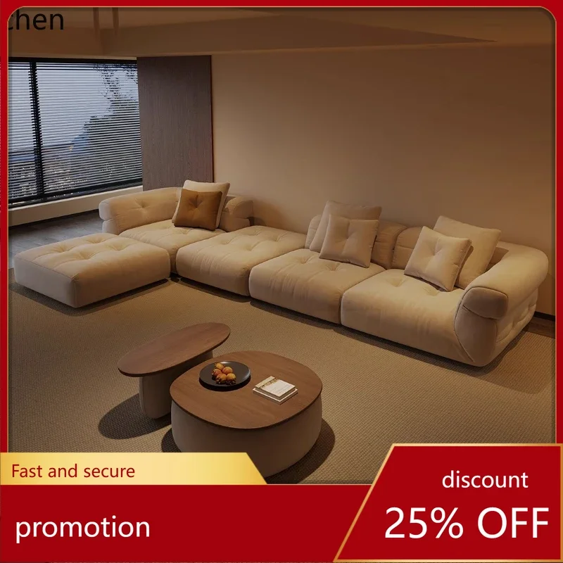 YFY Lazy Down Technology Fabric Sofa Simple Living Room Extra Wide Deep Seat Furniture