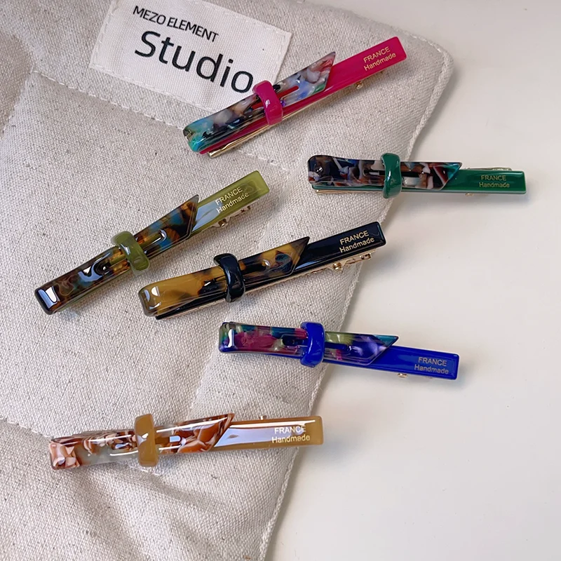 Nuevo diseño Vintage línea de ácido acético horquilla tinta pico de pato Clip accesorios para el cabello Simple pequeño arco fresco Clip LATERAL
