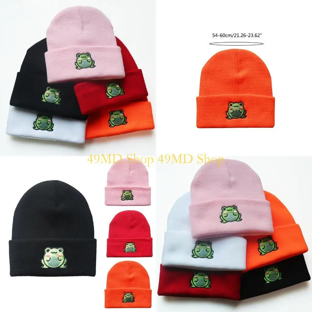 49MD Cartoon Beanie Hat for Women Men Winter Hat Cuffed Knitted Cap