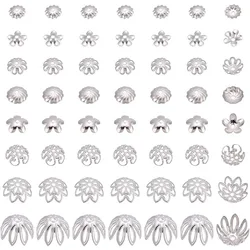 240pcs 8 Styles Flower Bead Cap Stainless Steel Bead Cap Bails End Charm Caps Filigree End Caps Muiti-Petal Bead Caps Spacer