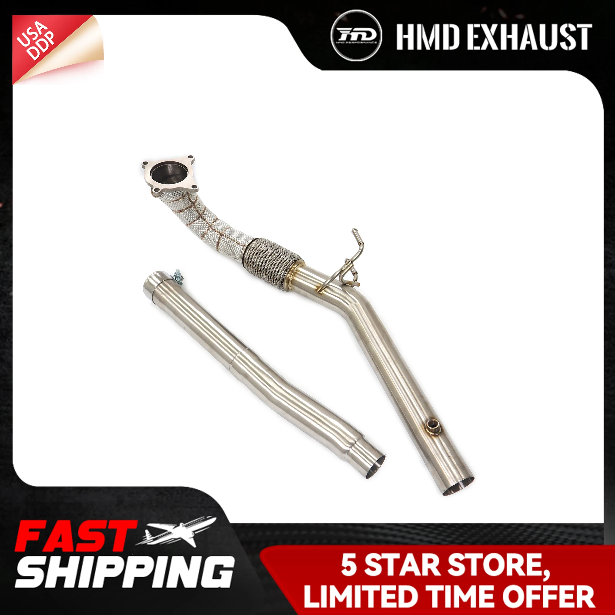 

Выхлопная система HMD для Volkswagen Golf GTI MK6 Лазерная печать логотипов клиента Водосточная труба Гарантия после продажи автомобиля