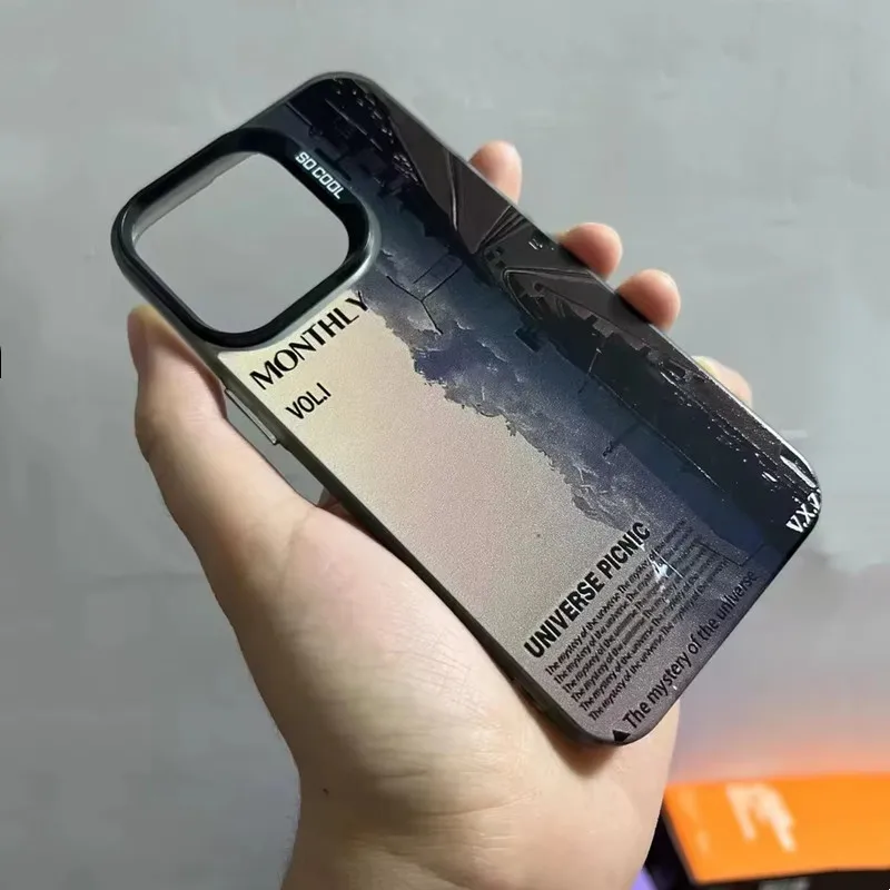 Funda de teléfono con diseño de paisaje de carretera para IPhone 15 Pro Max 14 13 12 11 XS XR, cubierta de marco de espejo chapado con simplicidad creativa