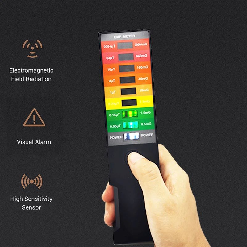 Electromagnetic Field Detector 8 LED Radiation Dosimeter High Precision Radiation Detector Portable EMF Magnetic Field Monitor