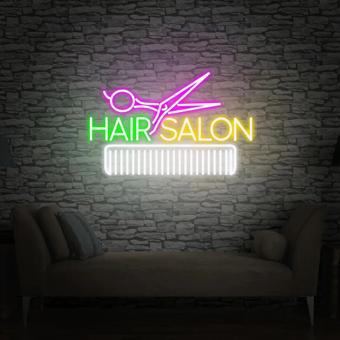 

Custom Hair Salon Neon Sign Wall Decor, Salon Office Decor, Barber Shop Signage, Custom Your Shop Name, Led Neon Light for Barbe