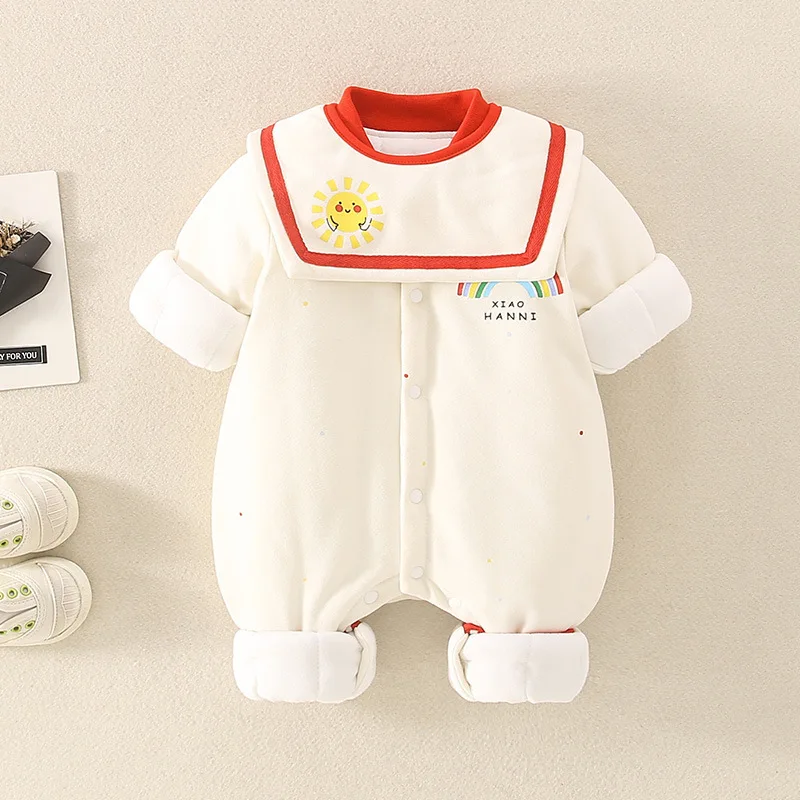 Baby onesie 2024 new baby plus cotton clothing suit newborn winter clothes thin cotton outing clothes