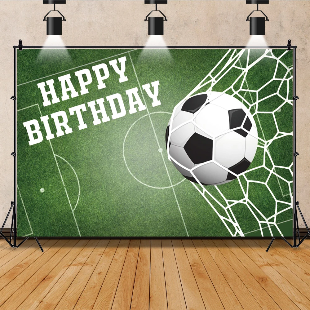 Laeacco-fondos de fotografía personalizados para estudio fotográfico, fondos de dibujos animados a rayas, fútbol, fiesta de cumpleaños