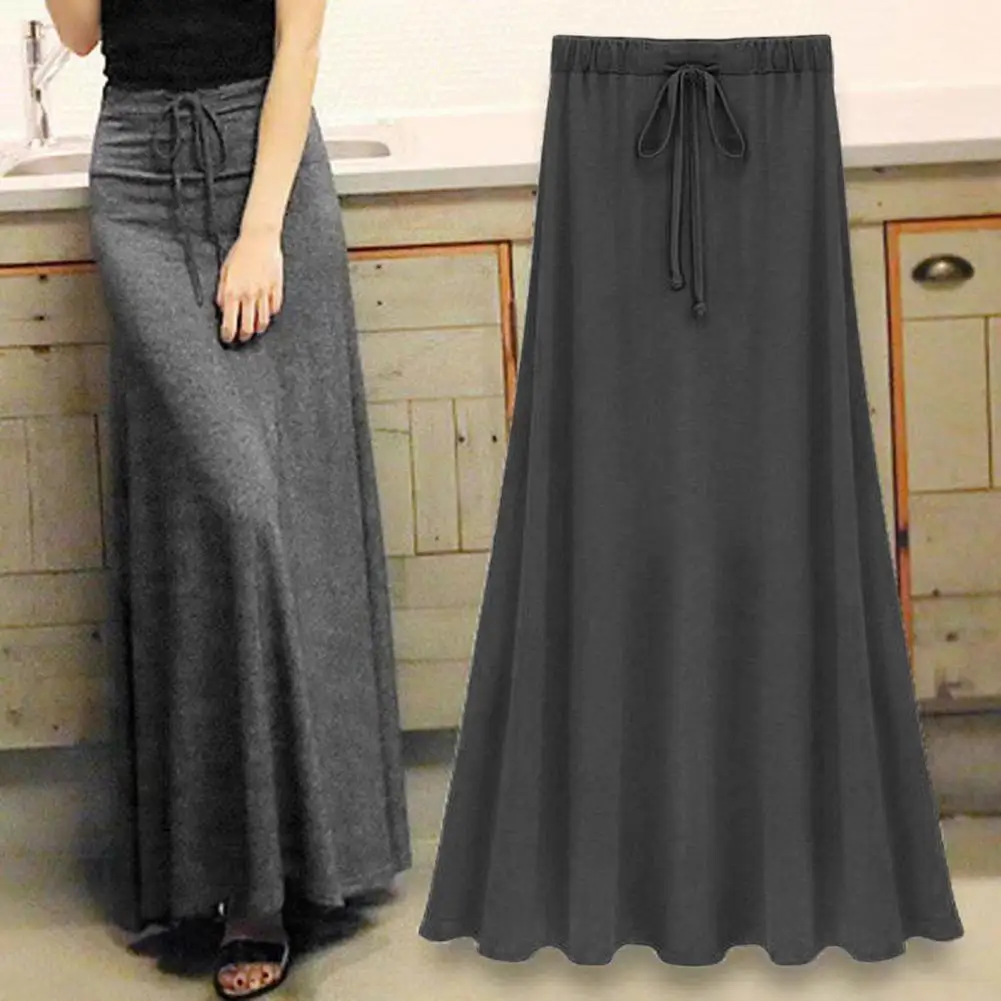 Fashion High Waist A-line Knitted Women's Skirts Long Skirt Casual Solid  Elegant Autumn Party Skirt