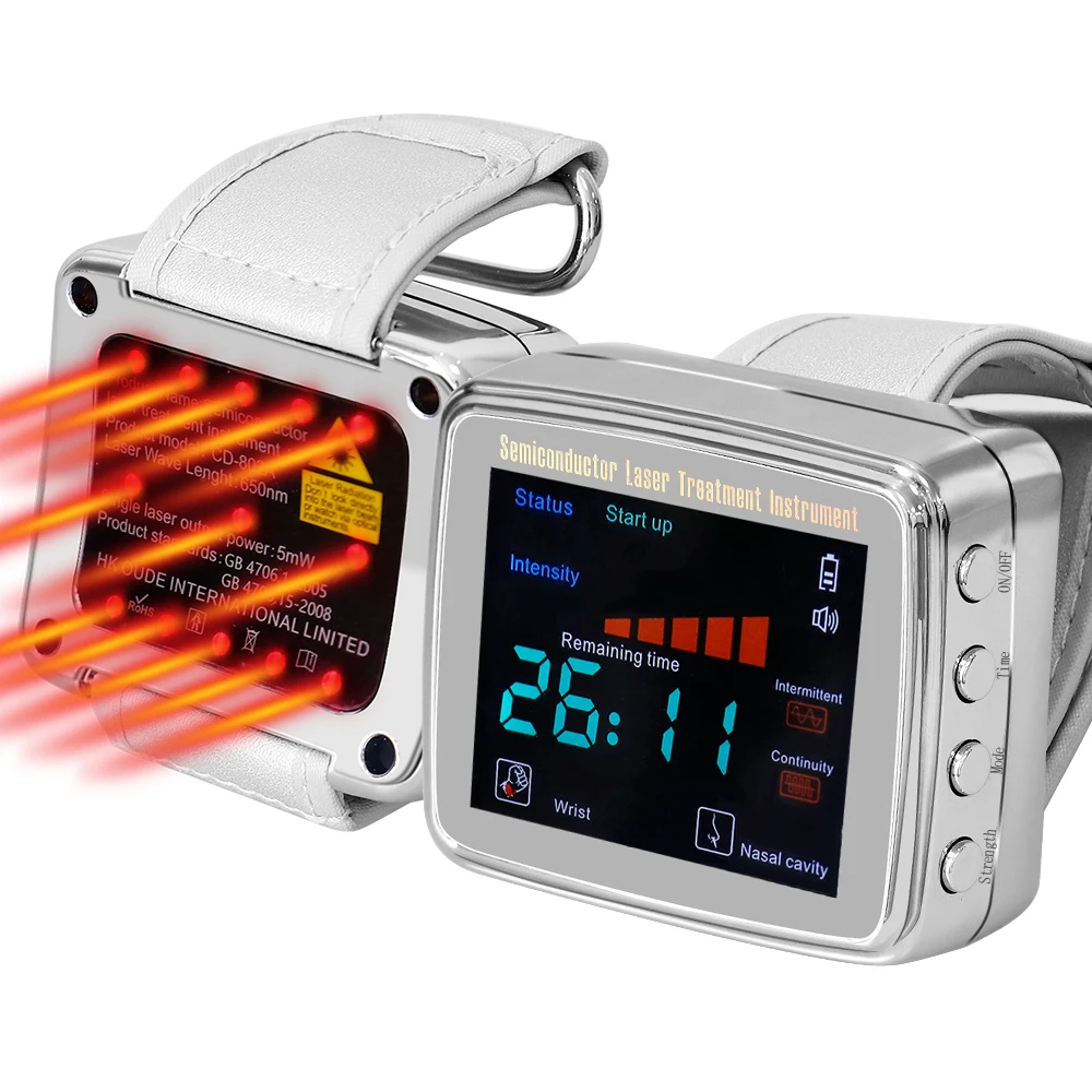 650nm Laser Therapy Watch Diabetes High Blood Pressure Treatment 3 Mode Nose Wrist Irradiation Physiotherapy Sinusitis Treatment