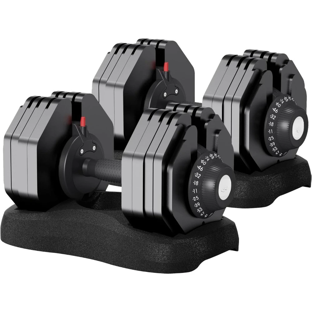 27.5 LBS/66LBS/88LBS Adjustable Dumbbell Set with Anti-slip Handle 12 in 1 Quick Dial Adjustment Weights with Safety Locking