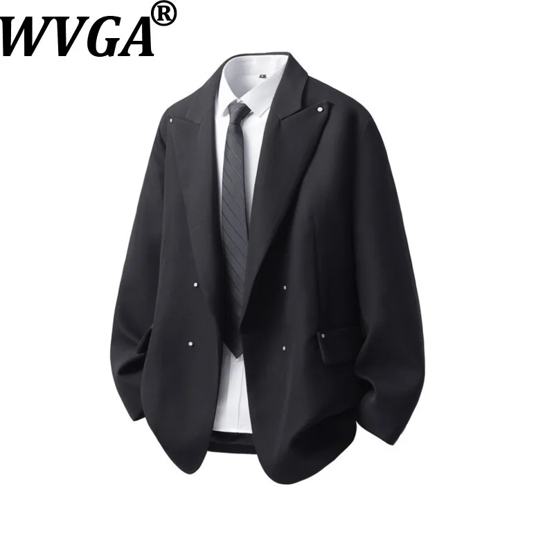

WVGA Spring Autumn New Man Tide Oversized Turn-Down Collar Trendy Blazer Niche Chic Casual Long Sleeve Suit Coats Ins Y2K W20247