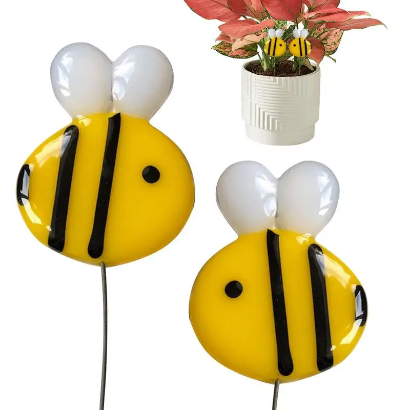 

Bee Garden Stakes Spring Flower Pot Stake Garden Stakes Acrylic Little Bee Ornaments 2pcs Bonsai Decor For Pathway Plant Pot