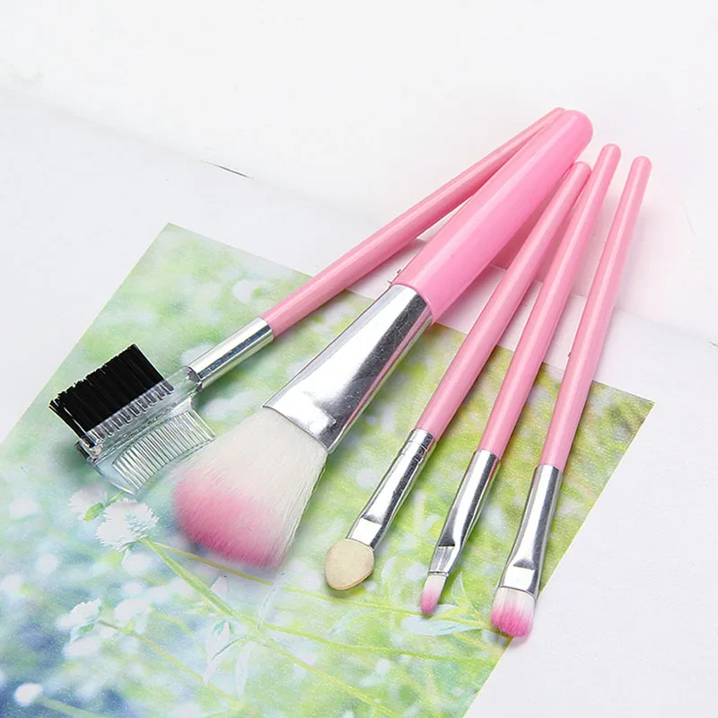 5Pcs Set di trucco portatile strumento cosmetico ombretto fondotinta Blush donne Protable Travel Beauty Make Up Brush Maquiagem