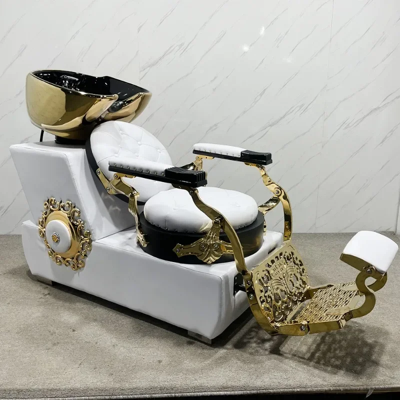 

Retro hair chair reclining men's barber salon oil head chair