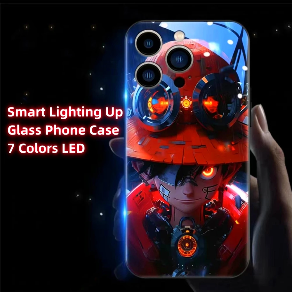 

So Cool Anime Luminous Glass LED Calling Light Up Phone Case Cover For Samsung S24 S23 S22 S21 S20 FE Note 10 20 Plus Ultra A54