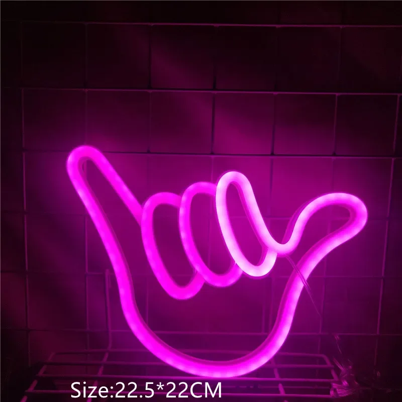 Peace Gesture Led Neon Sign Hand Finger Neon Light Wall Hanging Art Decor for Home Shop Holiday Party Decoration Led Lights