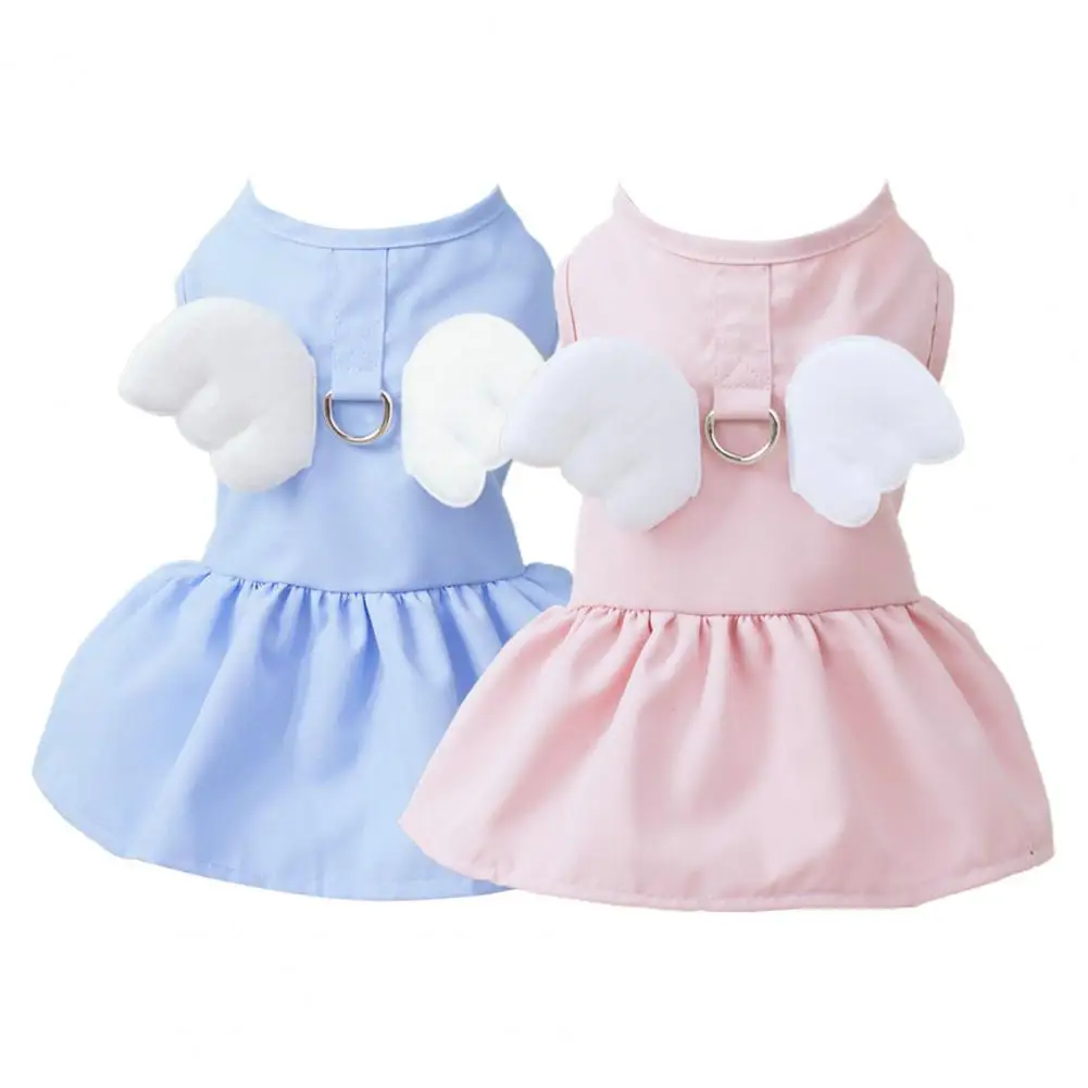 Elegant Pet Small Dog Dress Angel Wings  Tank Sleeveless Cotton Pet Puppy Dog Dress Cat Princess Pet Dog Clothes