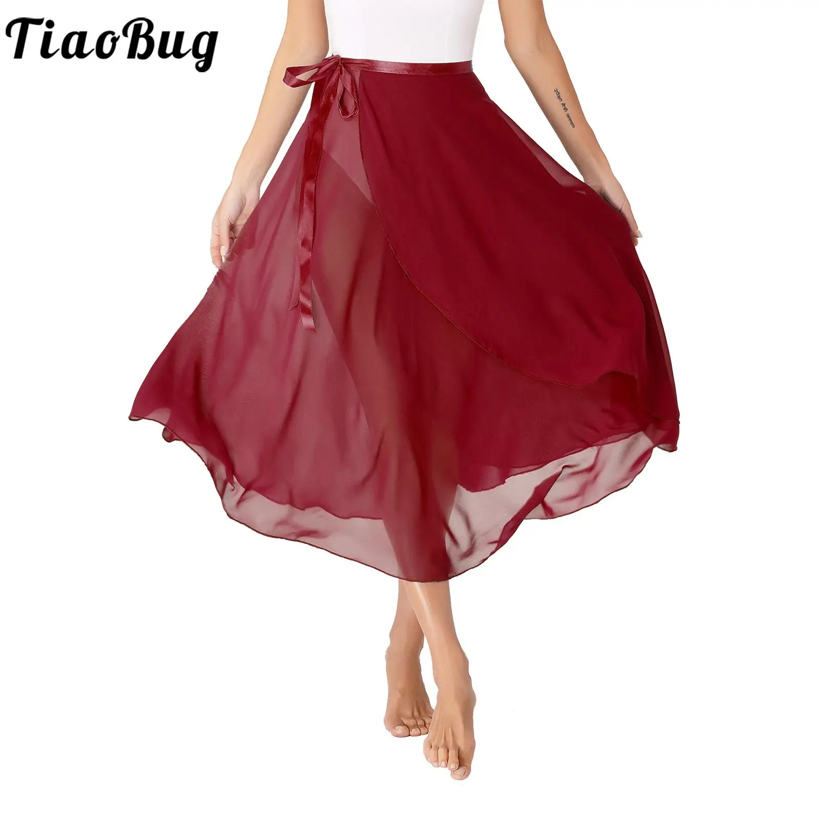 

Long Sport Skirt Women Dance Skirt Ballet Latin Chiffon Beach Skirt Summer Skate Skirts Gymnastics Gym Yoga Pilates High Waist