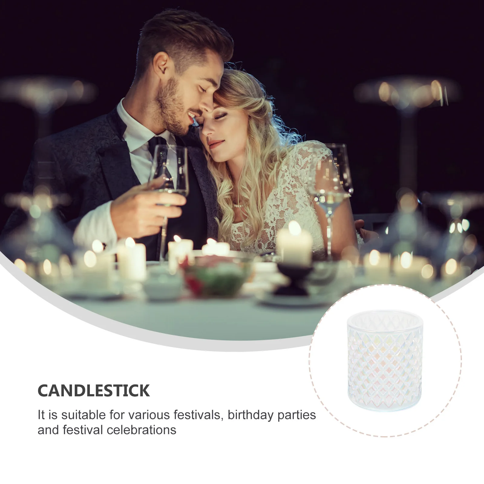 

Candlesticks Embossed Candlelight Dinner Supply Dining Table Stylish Candleholder Glass