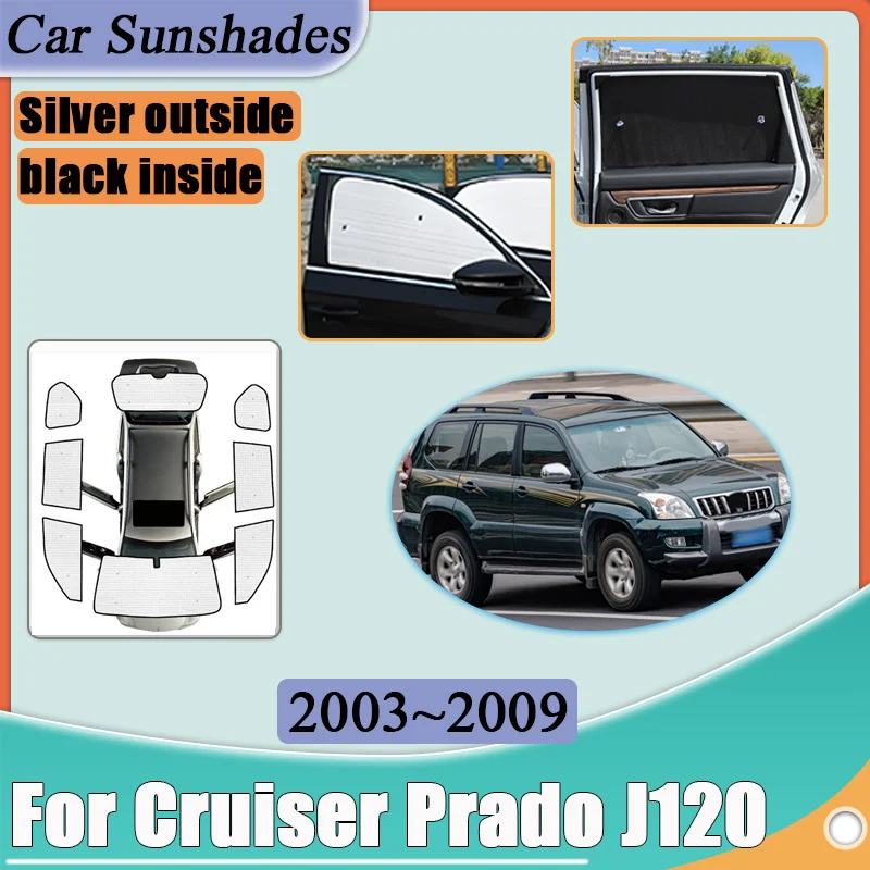 

Car Sunshade For Toyota Land Cruiser Prado J120 2003~2009 UV Protection Reflector Full Visor Sunscreen Stickers Auto Accessories