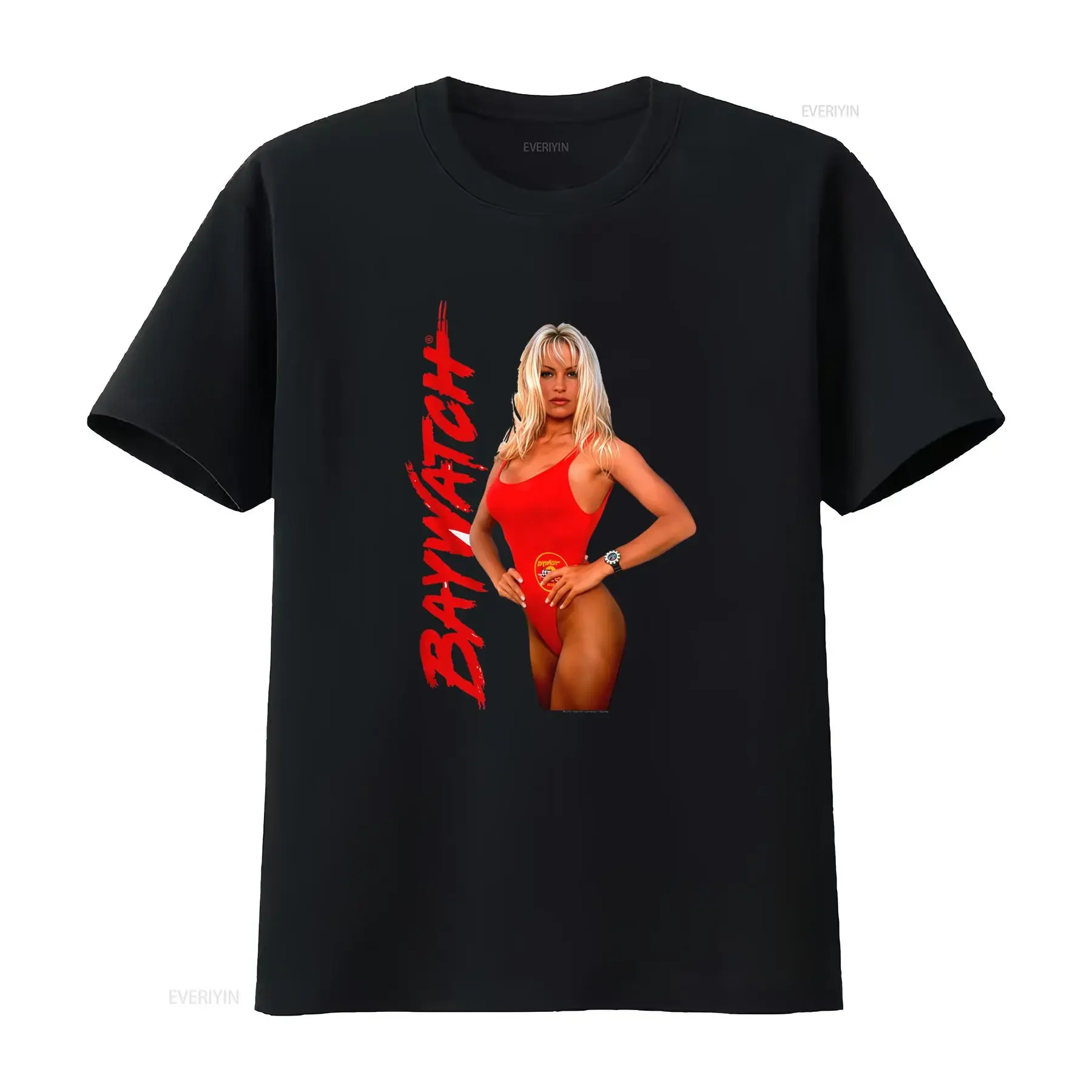 Camiseta Baywatch Pamela Anderson para hombre 2X TV Beach Babe Lifeguard CJ Parker 2015 Diseño con estampado rojo vintage lavado suave