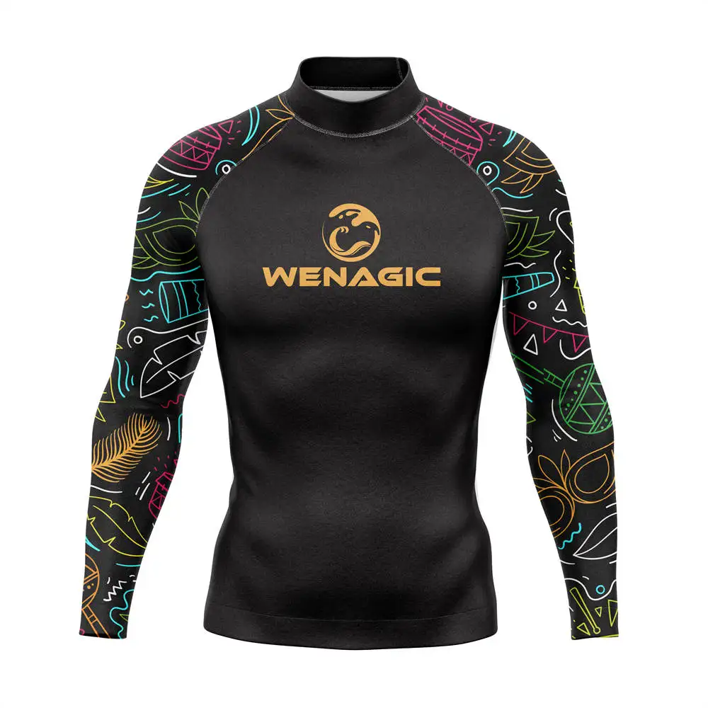 NEW Men's Swimsuit Surf Beach Swimwear Kitesurfing Nylon And Lycra Long Sleeve Printing outdoor running fitness clthing