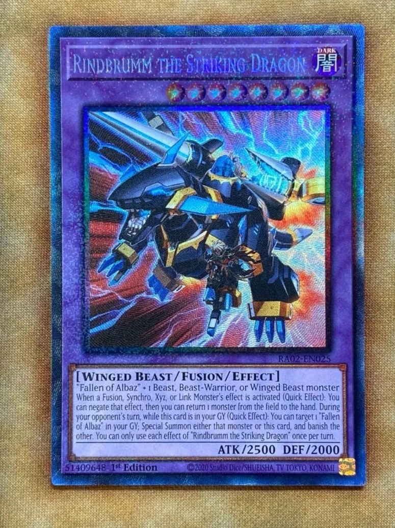 YugiChaînes KONAMI TCG RA02-EN025 Rindbrumm le dragon frappant Collector Rare English 1st Edition Collection Mint Card