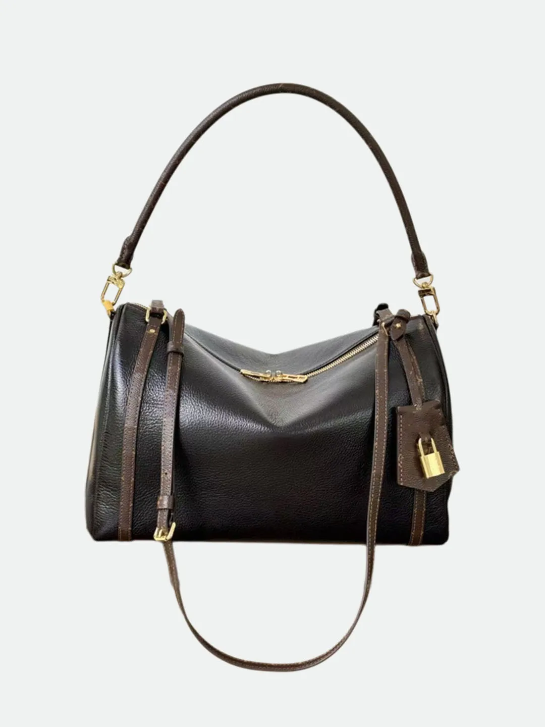 

Высококачественная черная подушка, сумка для боулинга, кожаная сумка на одно плечо с наклонным крестом, повседневная простая сумка для женщин