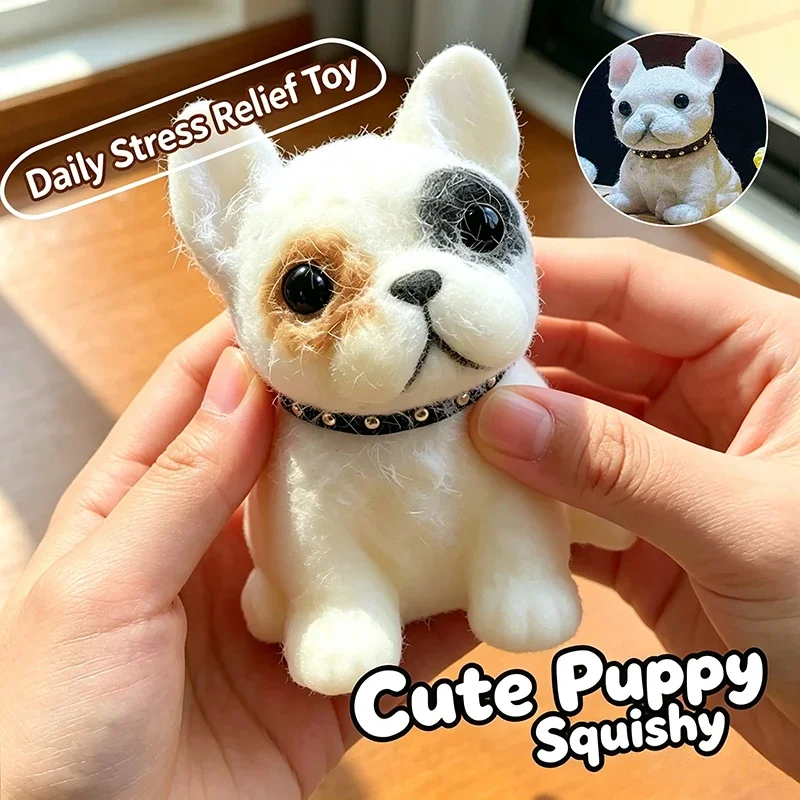 Simulation French Bulldog Squeeze Toy Soft TPR Fast Rebound Anti Anxiety Relief Stress Relax Adult ADHD Desktop Sensory Toy Gift