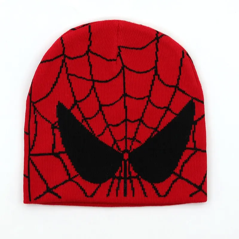 Desenho masculino aranha gorros bordados chapéu, gorro de malha, caveiras macias, gorros bonés, presentes para meninos, outono, inverno, quente, novo