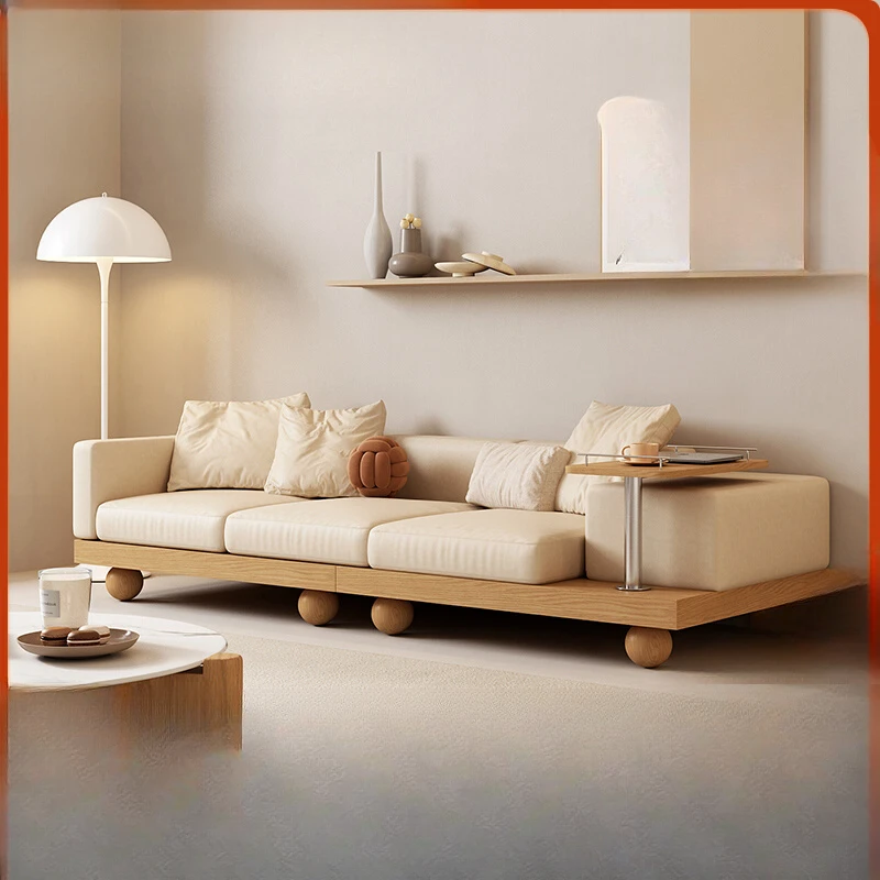 Sofa Solid wood feet Living room Simple technology cloth Nordic side sofa