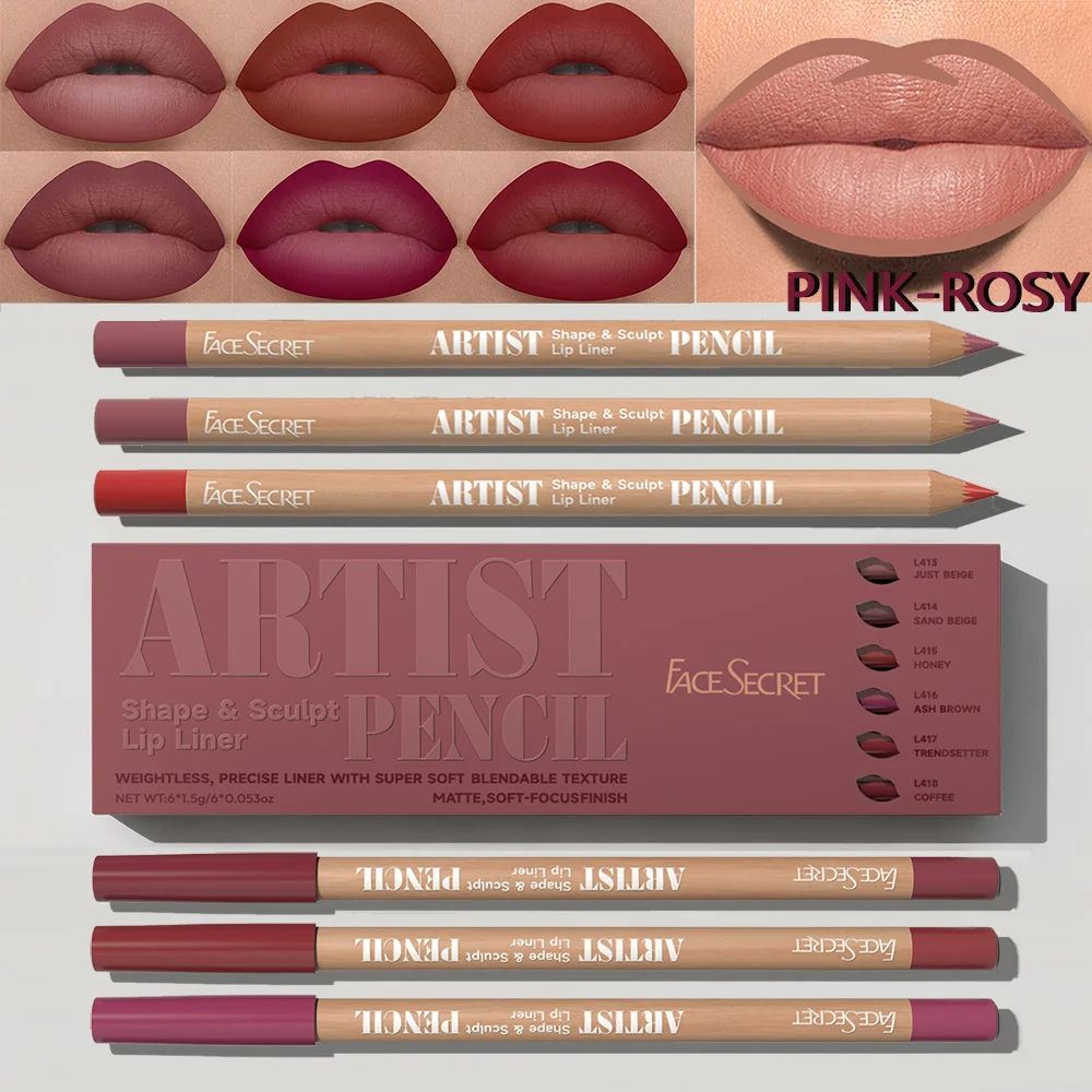 Conjunto de delineador labial fosco de veludo 6 tamanhos, batom de veludo fosco-conjunto de combinação de lábios à prova d'água de longa duração, cosméticos tutorial de maquiagem