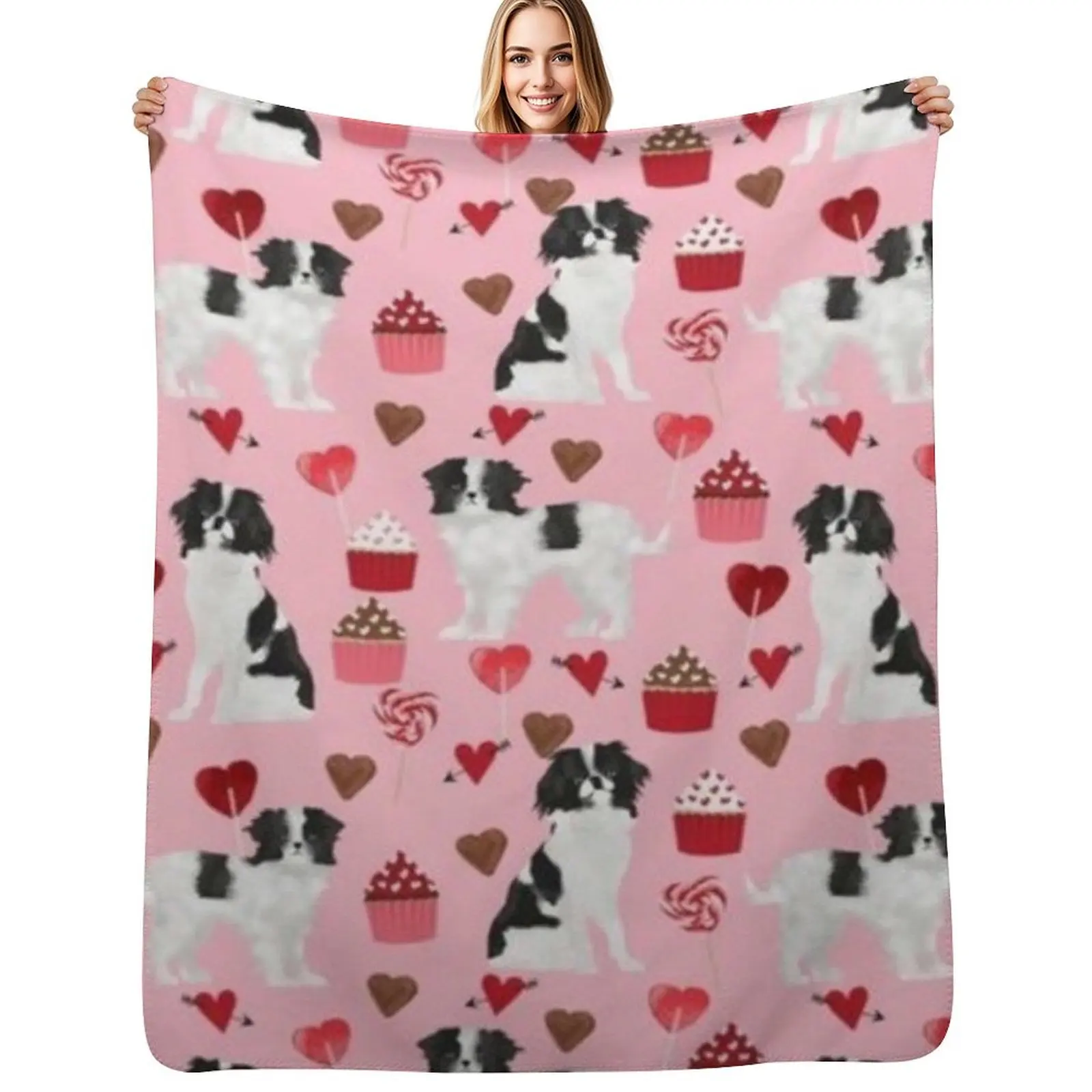 

JAPANESE CHIN VALETINE'S DAY Throw Blanket Elegant Warm Throw Blanket for Hotel Home
