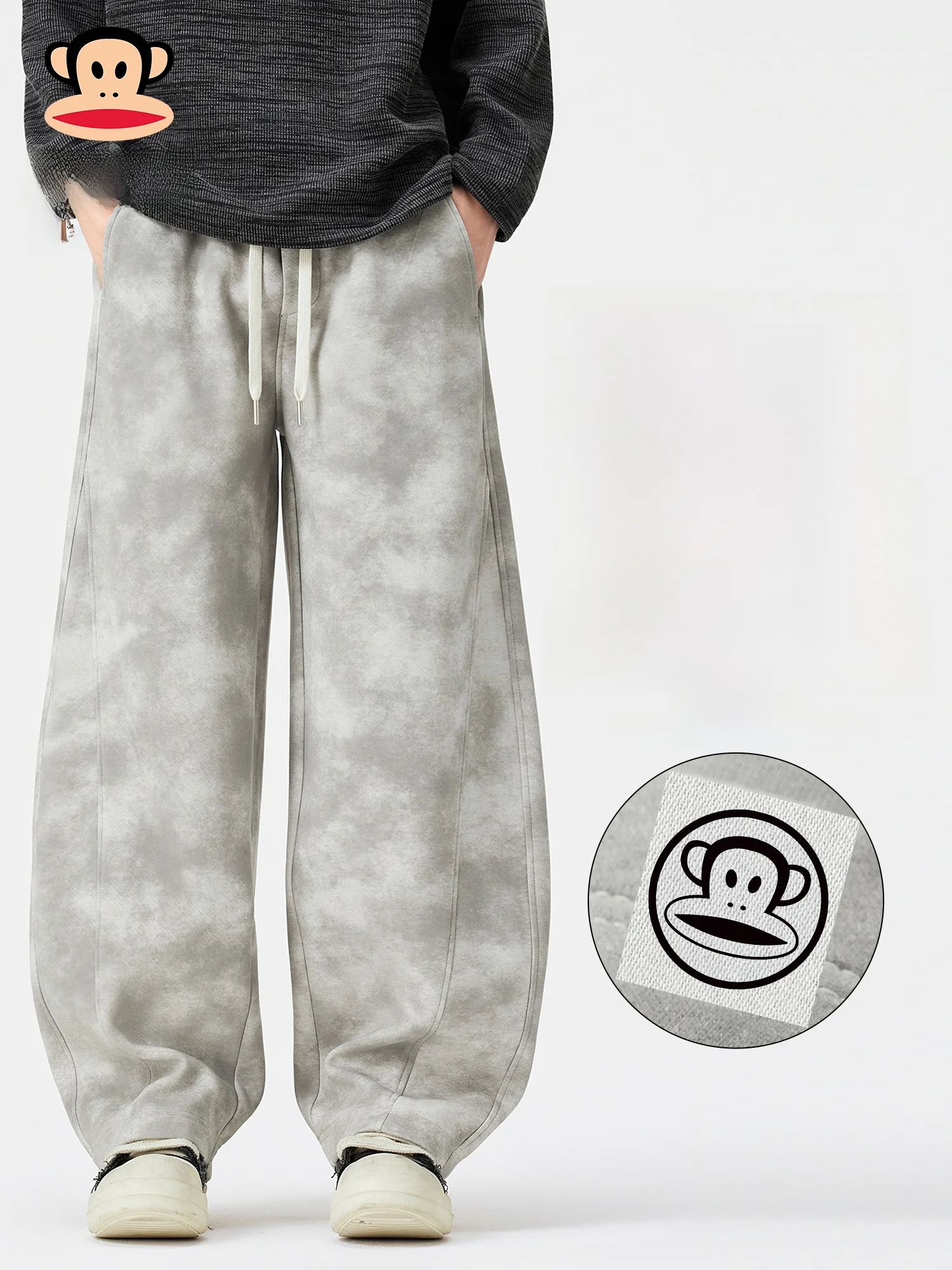 

PaulFrank American Retro Casual Pants Autumn Winter Loose Straight Leg Tie Dye Knife Blade Pants Straight Cut Cotton Jeans