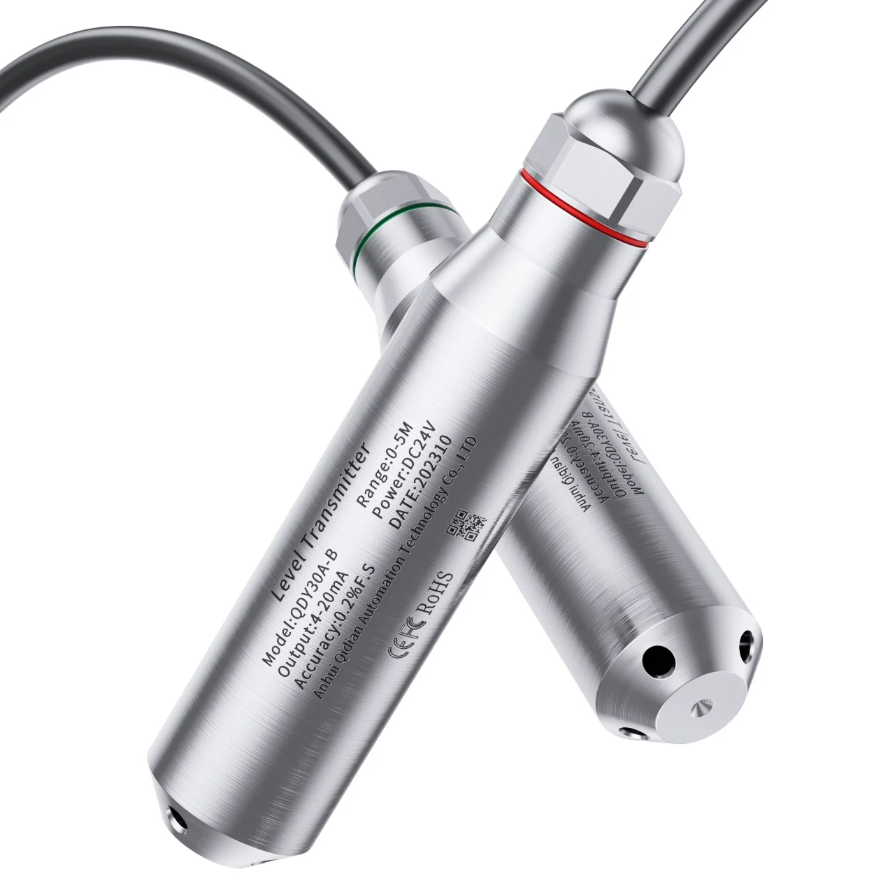 Sensor de Nível de Pressão de Água de Tanque Líquido Submerso Poço Hidráulico Transmissor 010m Aço Inoxidável
