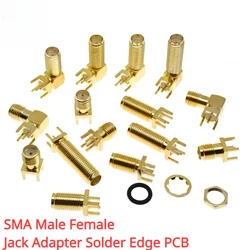 2Pcs SMA Male Female Jack Adapter Solder Edge PCB Straight Mount RF Copper Connector Plug Socket SMA-KWE/KHD