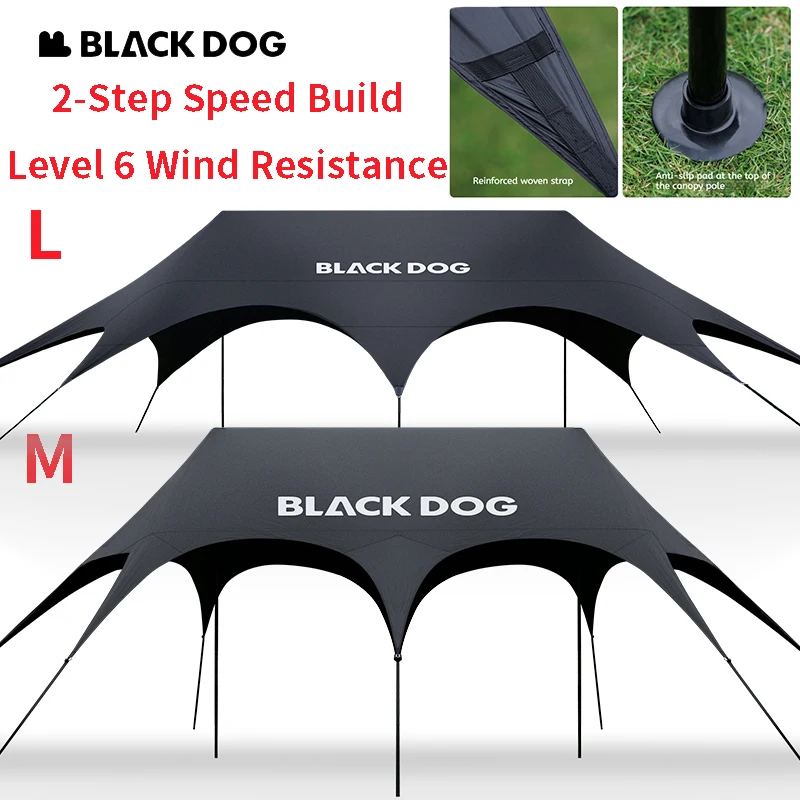Naturehike BLACKDOG التيتانيوم الأسود الغراء السريع Tenpy 8-Sides واقية من الشمس كامل واقية من الشمس عالية سميكة الكربون الصلب Tenpy القطب المستوى 6