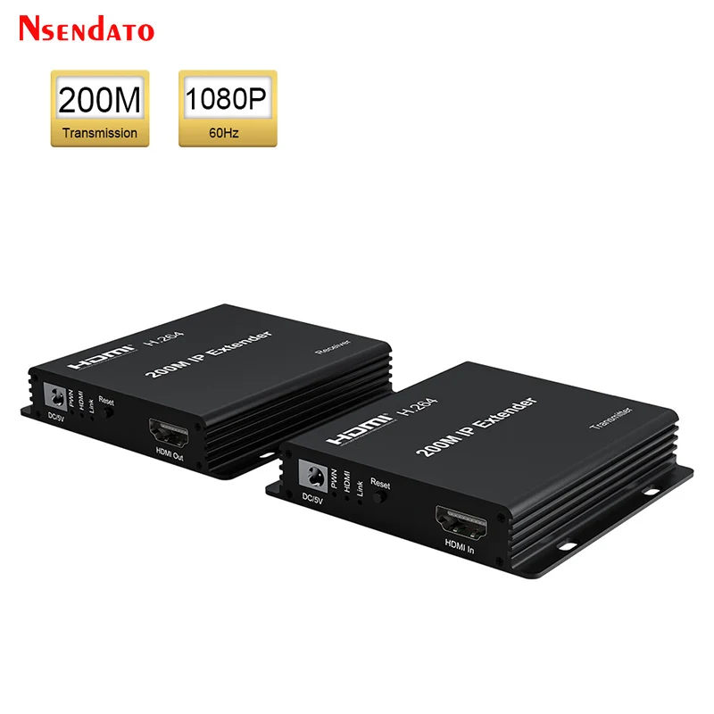 200m HDMI IP Ethernet Extender Multicast Over Network Cable RJ45 Cat5e/6 HDMI Video Transmitter and Receiver Splitter Converter