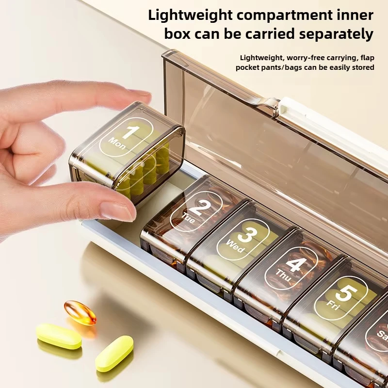 

UNTIOR еженедельный органайзер для таблеток, портативный ежедневный дорожный большой 7-дневный футляр для витаминов, влагостойкий карманный контейнер для таблеток для лекарств